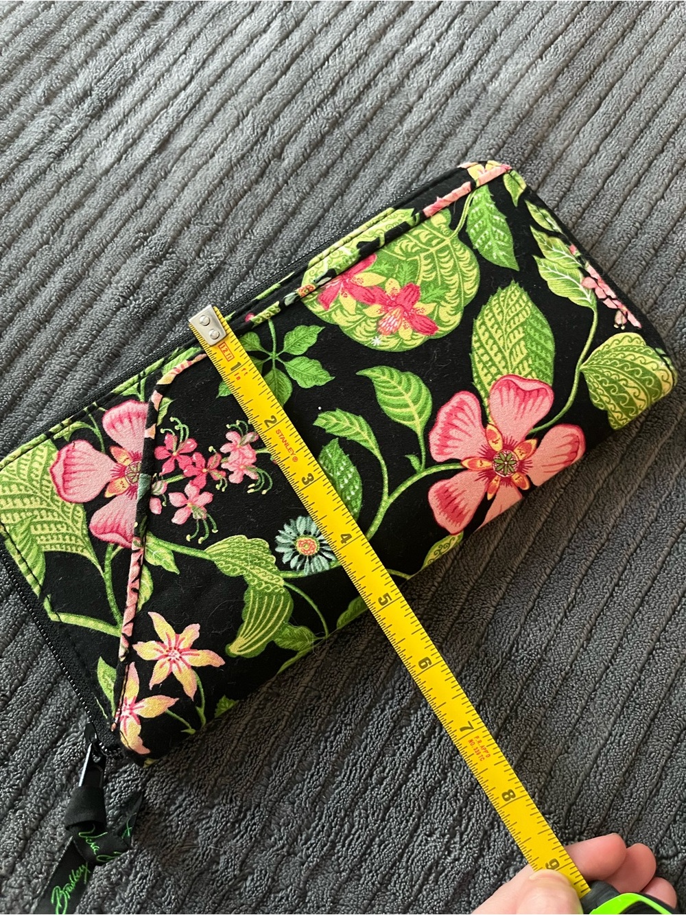 Vera Bradley Black Floral Zip Wallet with Pink & Green Accents - Picture 3 of 4